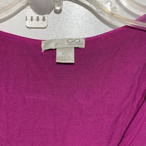 Go International Women's Purple Ruffled V-Neck Pullover Shift Dress	Size XS - Picture 5 of 11